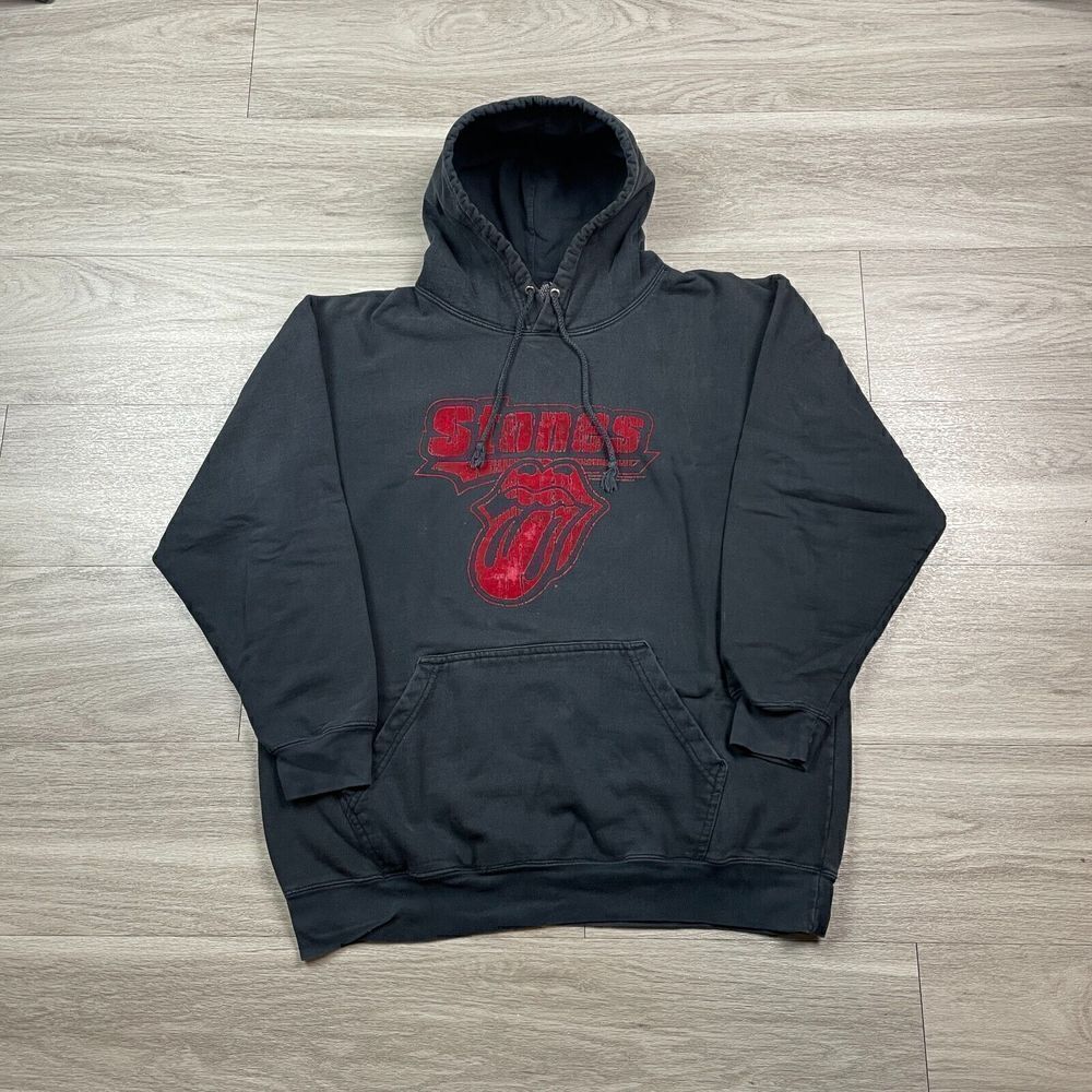 Rolling Stones Hoodie Mens Medium Black Rock Music Y2K Pop Culture